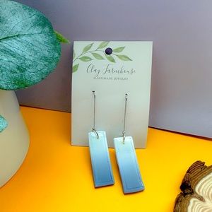 Gray Ombré Polymer Clay earrings with silver plated dangles